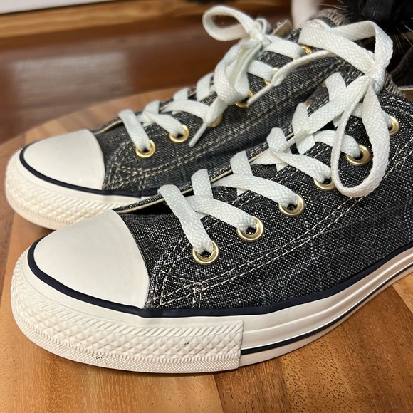 Converse Chuck Taylor All Star Ox sneakers black/grey/gold woven Women’s Size 9 - Picture 12 of 16